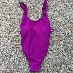 Womens Purple Xhilaration Ribbed One Piece Swim Suit Large